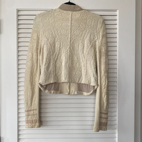 Free People Cropped Miltary Cardigan, Cream Off White, Size S - Picture 2 of 8
